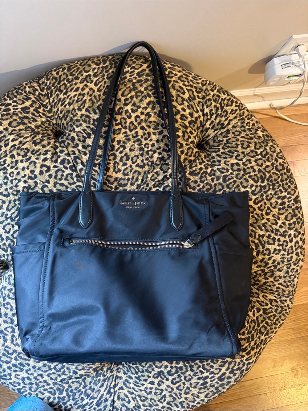 kate spade Black Nylon Tote with Front Zip Pocket
